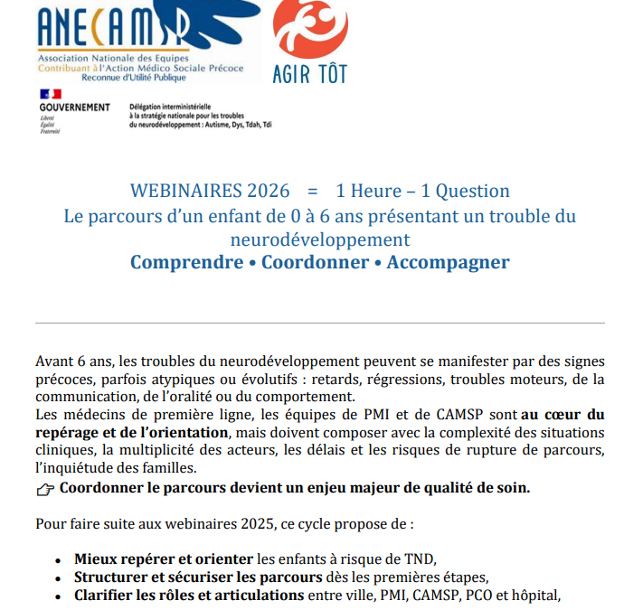 Webinaires 2026 – « Une heure, une question »